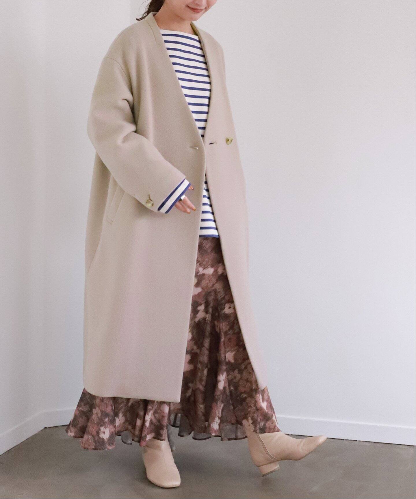 Super100 ダブルモッサVネックノーカラーコート◇|SLOBE IENA