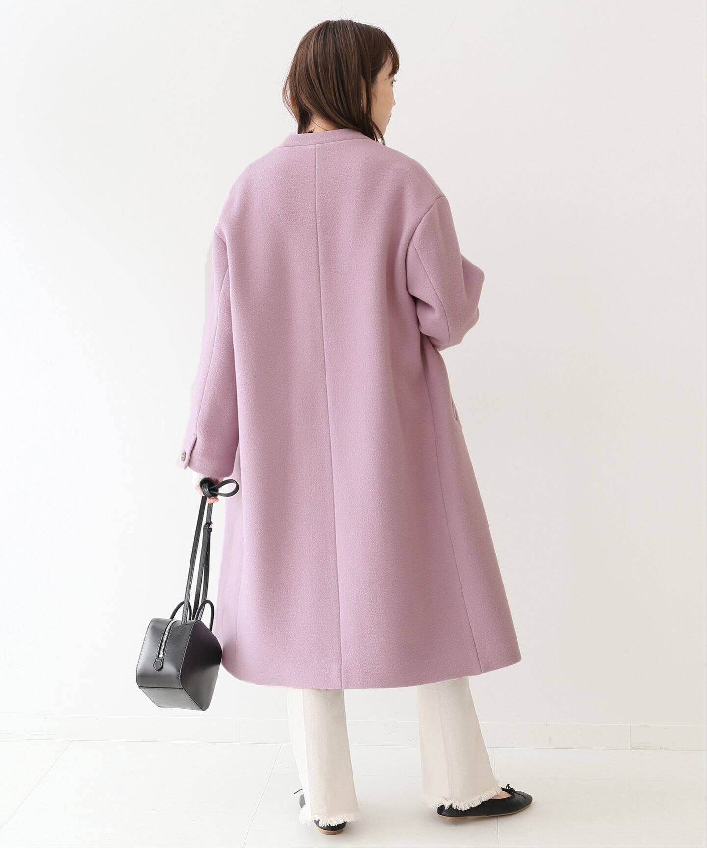 Super100 ダブルモッサVネックノーカラーコート◇|SLOBE IENA