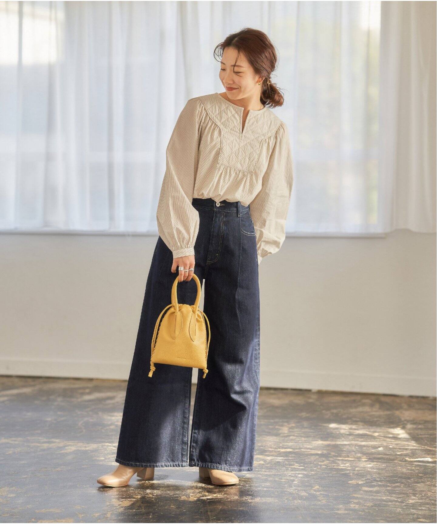 12.5oz ワイドタックデニムパンツ◇（デニムパンツ・ジーンズ  