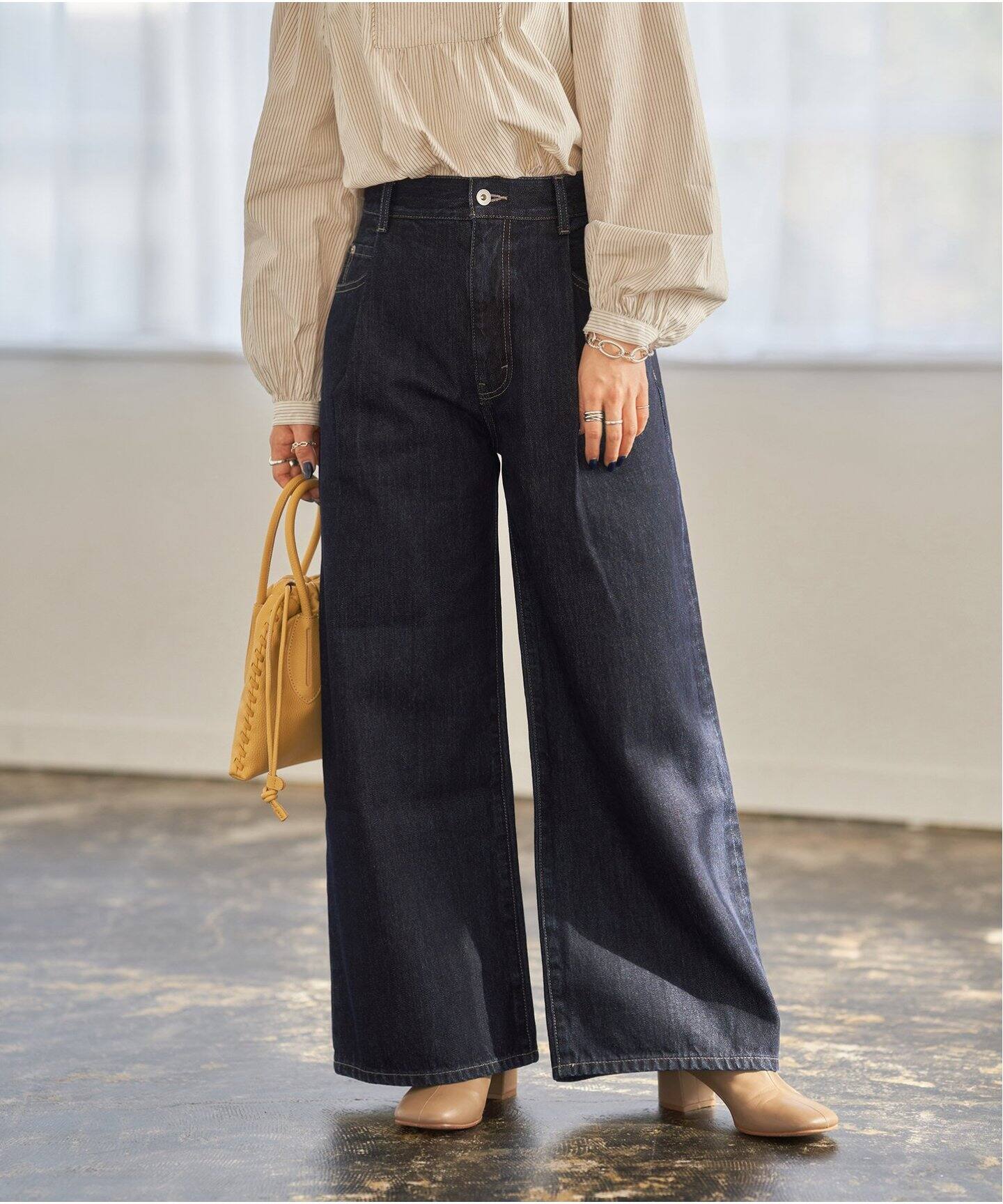 12.5oz ワイドタックデニムパンツ◇（デニムパンツ・ジーンズ  