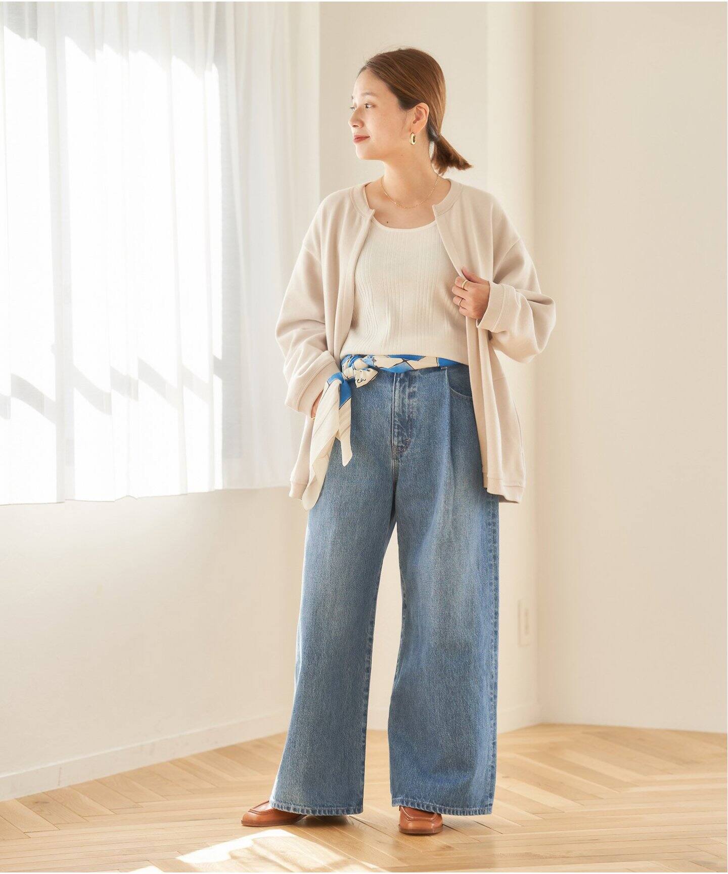 12.5oz ワイドタックデニムパンツ◇（デニムパンツ・ジーンズ  