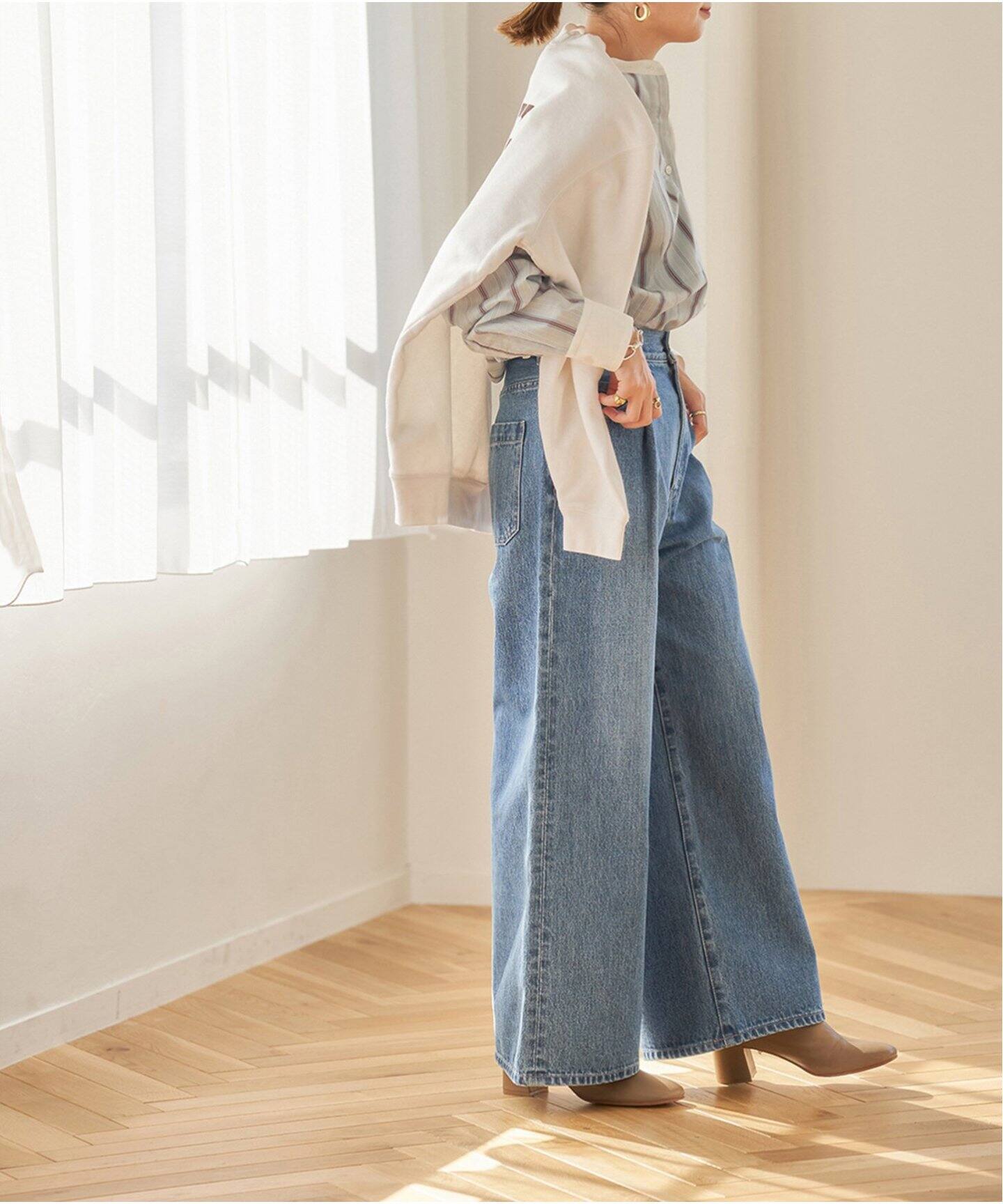 12.5oz ワイドタックデニムパンツ◇（デニムパンツ・ジーンズ  