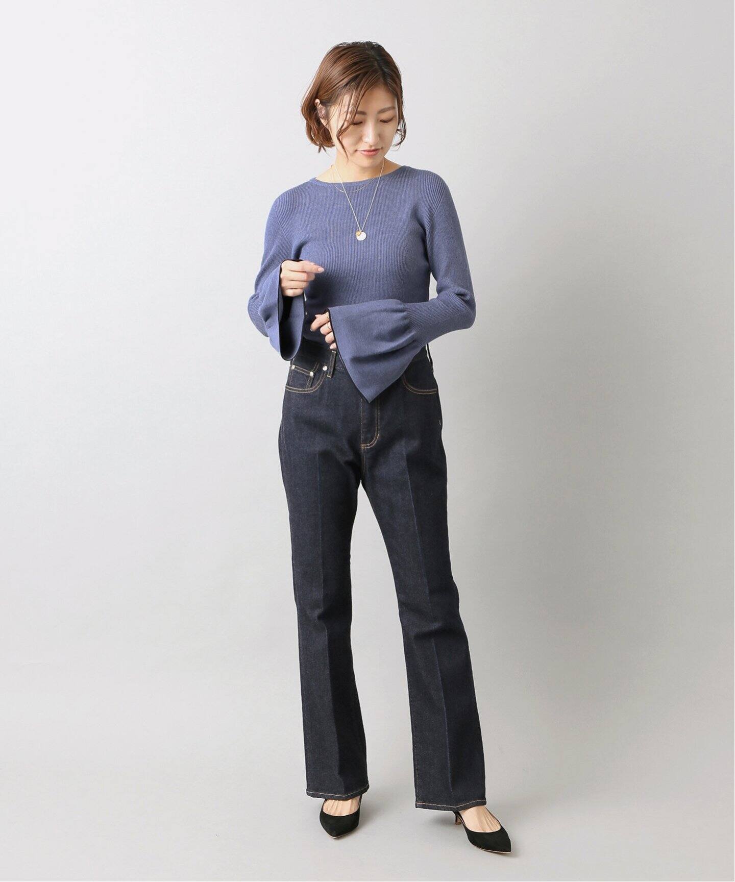 エコデニムストレッチセミフレアパンツ◇（デニムパンツ・ジーンズ  