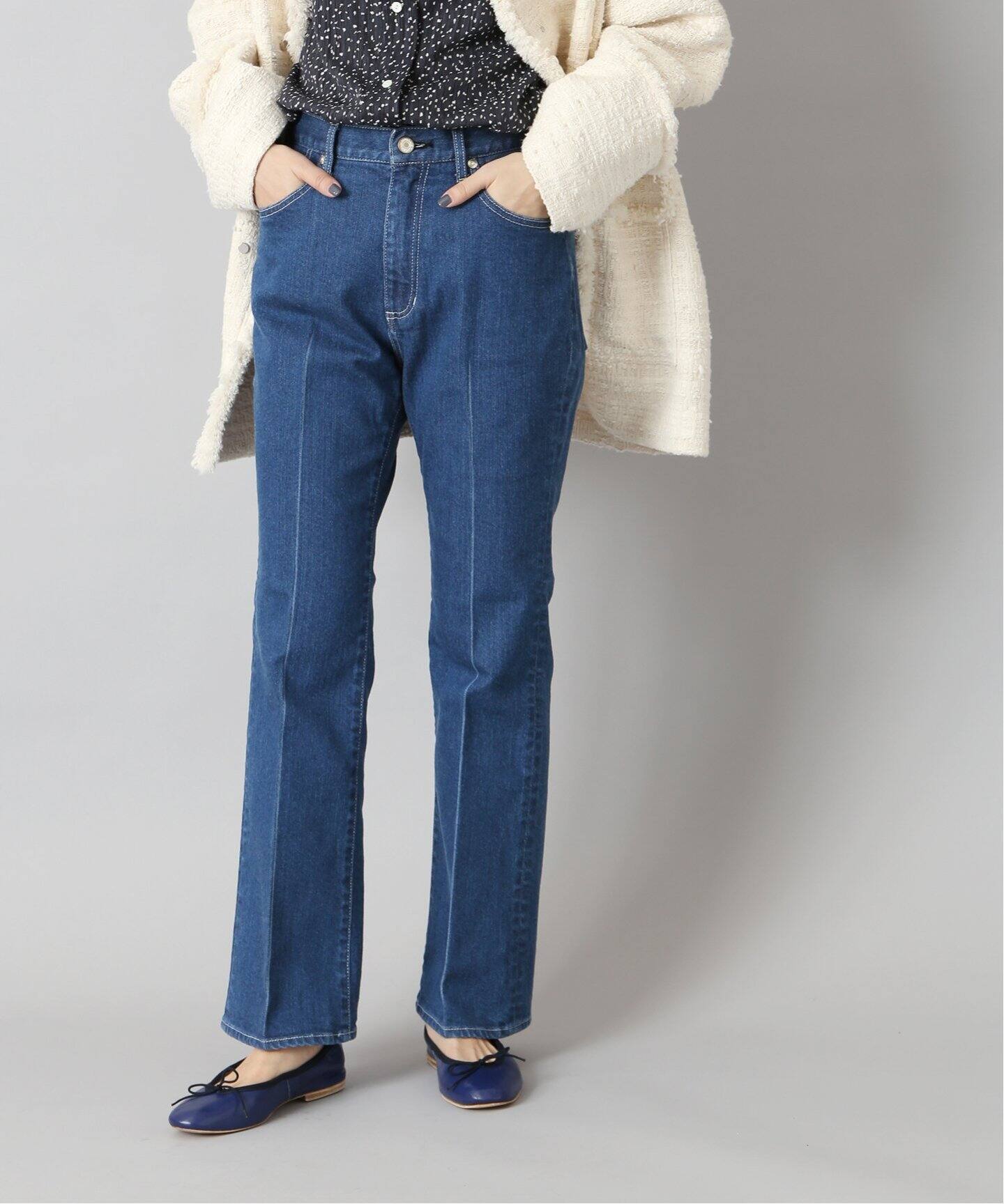 エコデニムストレッチセミフレアパンツ◇（デニムパンツ・ジーンズ  