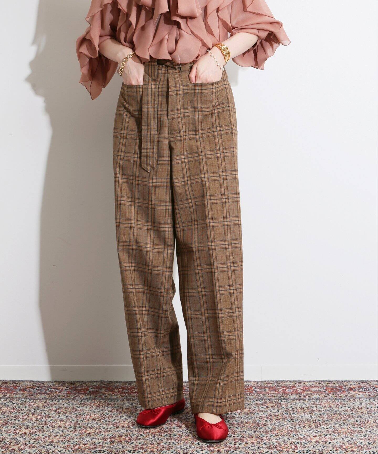 IENA LA BOUCLE チェック モーターサイクルパンツ◇（その他パンツ  