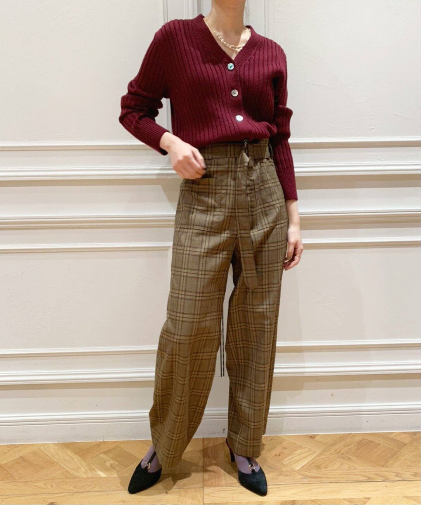 IENA LA BOUCLE チェック モーターサイクルパンツ◇（その他パンツ  