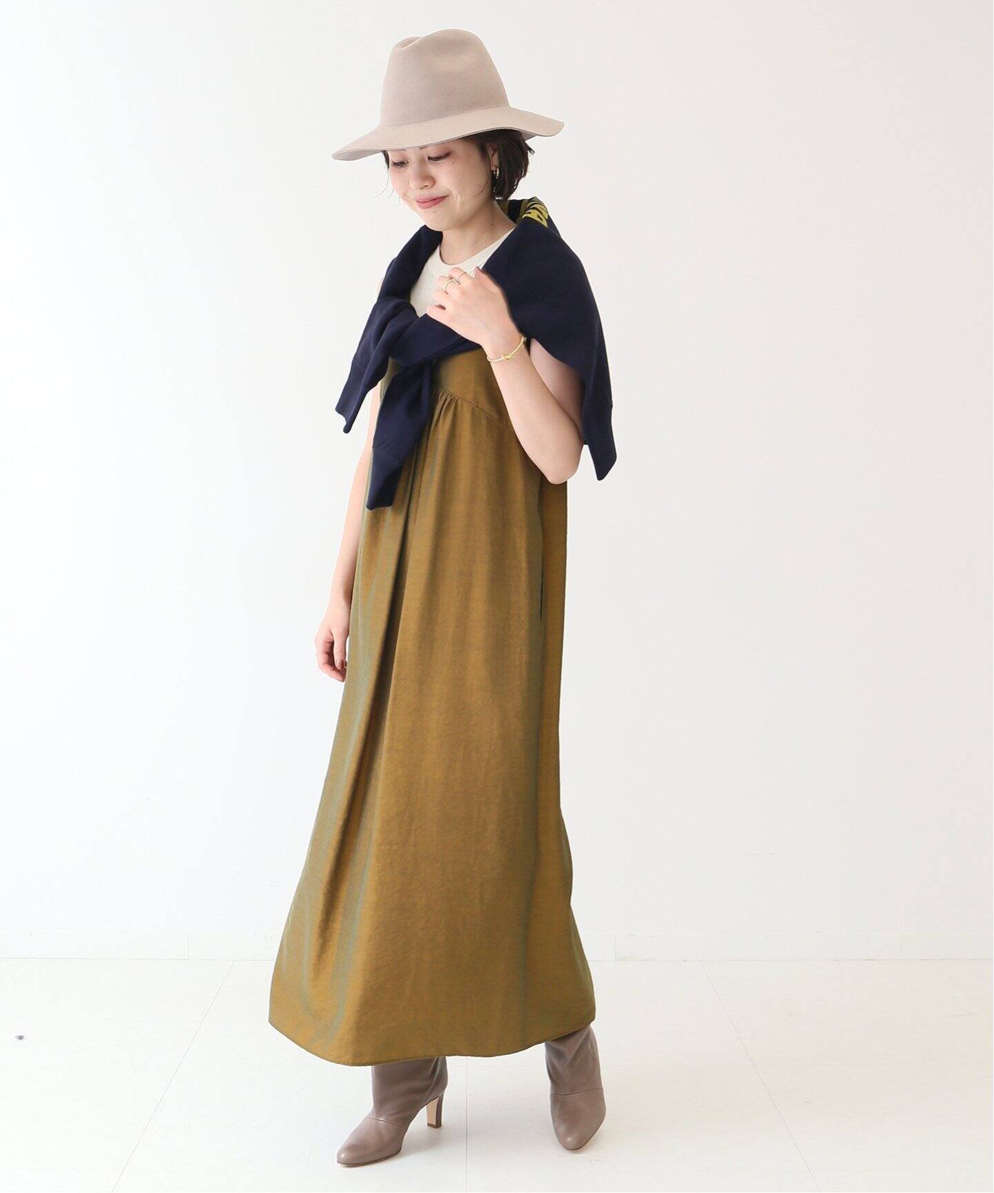 売れ筋ランキングも Spick And ワッシャークロスフロンタブルドレス カーキ Span ロングワンピース マキシワンピース