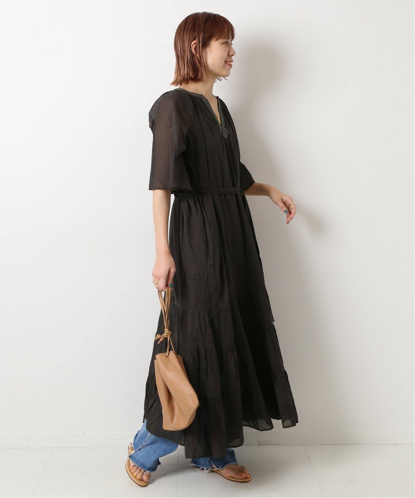 メーカー包装済 Sale Off Ne Quittez Pas ヌキテパ ロング ワンピース コットンボイル ティアード エンブロイダリー gl2 返品 21正規激安 Italiaencasacr Com