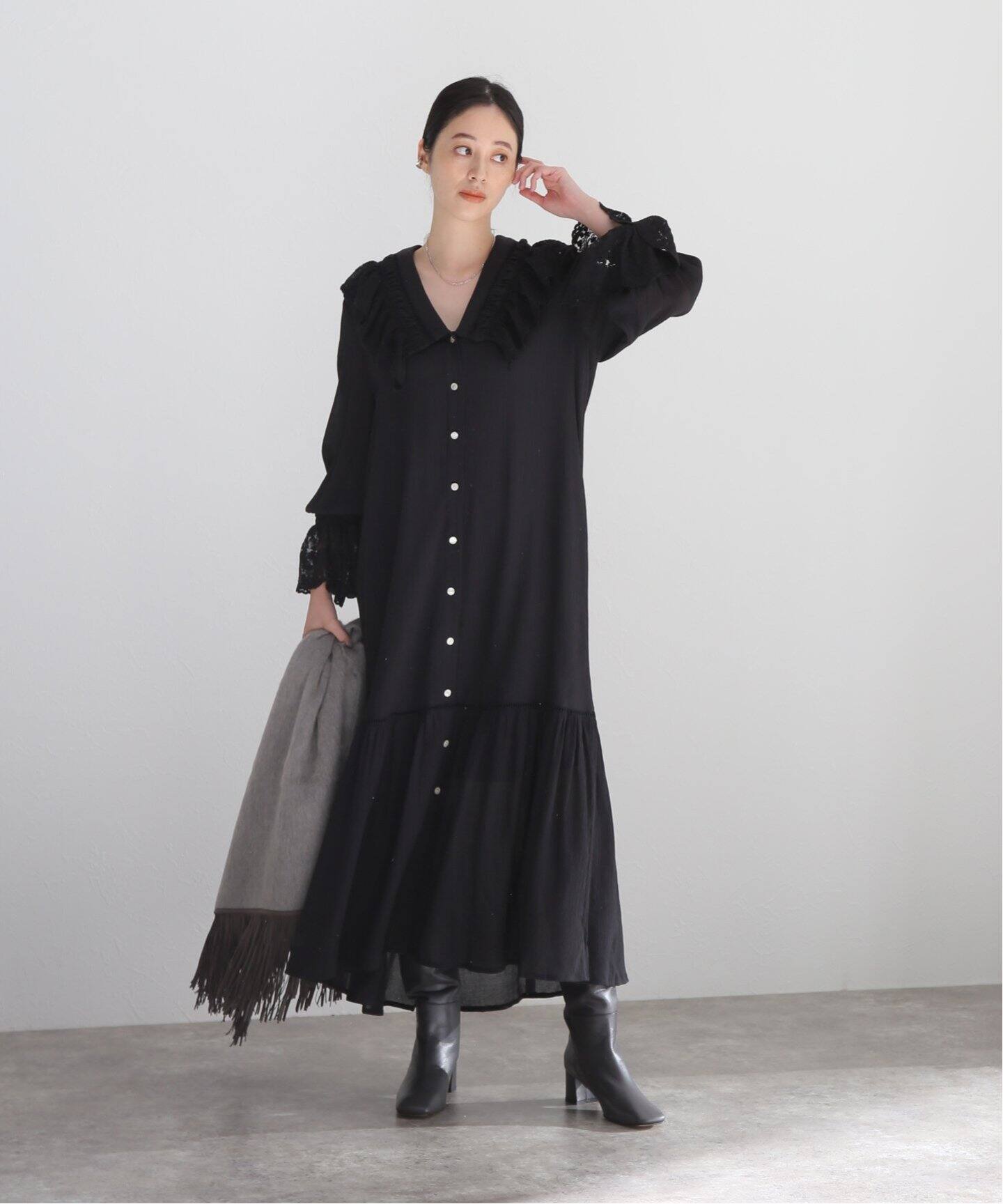 数量は多 新品バイマレーネビルガー 編み模様カットソーワンピース灰色サイズxs Ww453 公式