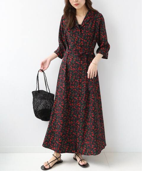 ブラックフローラルオープンカラーワンピース Journal Standard Relume ジャーナルスタンダード レリューム 公式のファッション通販 Baycrew S Store