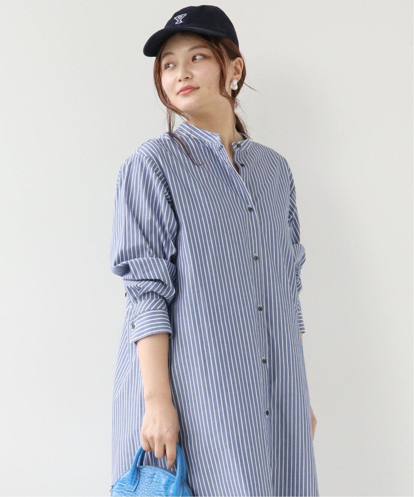 バンドカラーロング シャツワンピース B C Stock ベーセーストック 公式のファッション通販 Baycrew S Store
