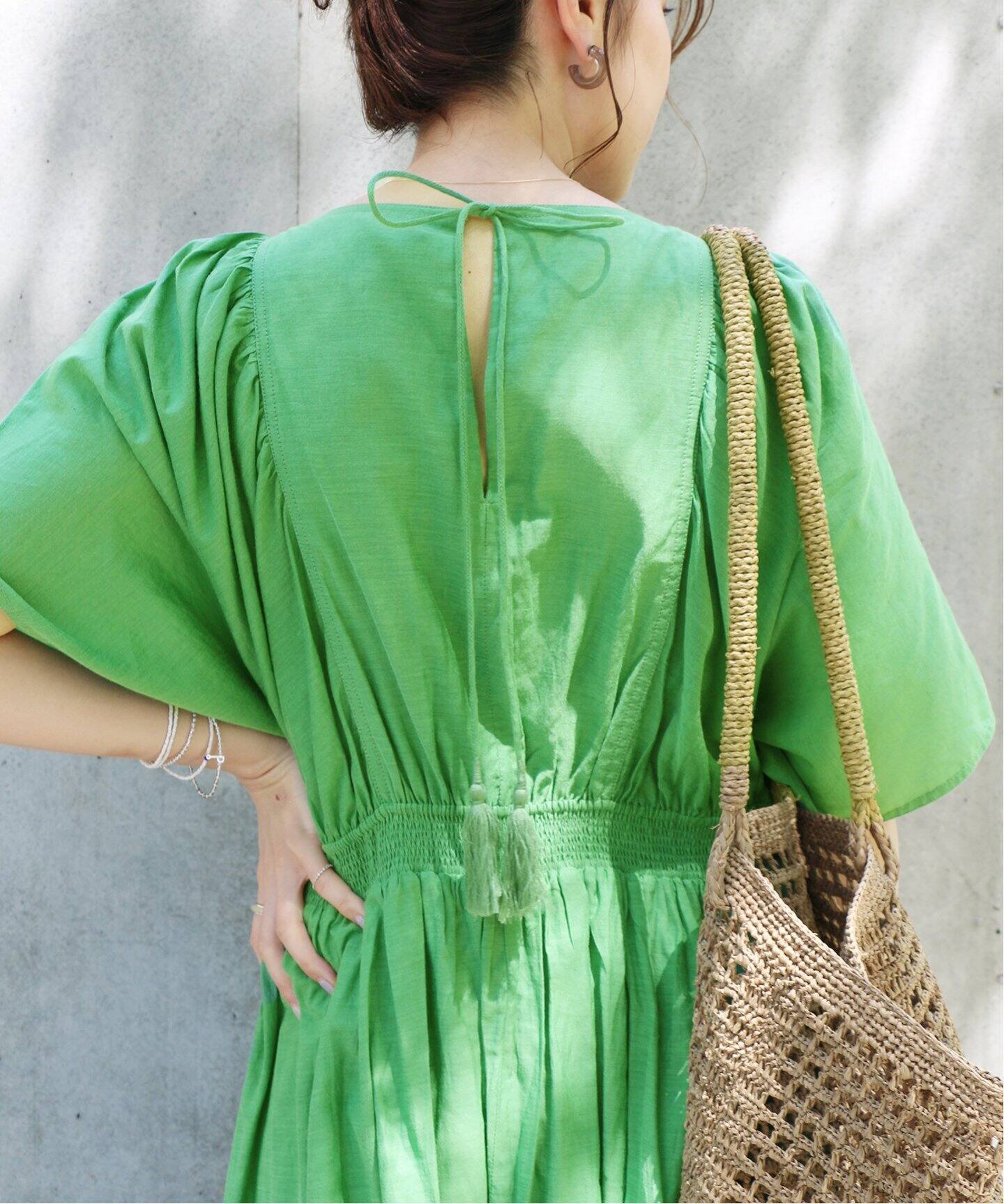 かわいい イエナ コットンシルクギャザーワンピース グリーン Iena ロングワンピース マキシワンピース Www Farmersmarket Qa