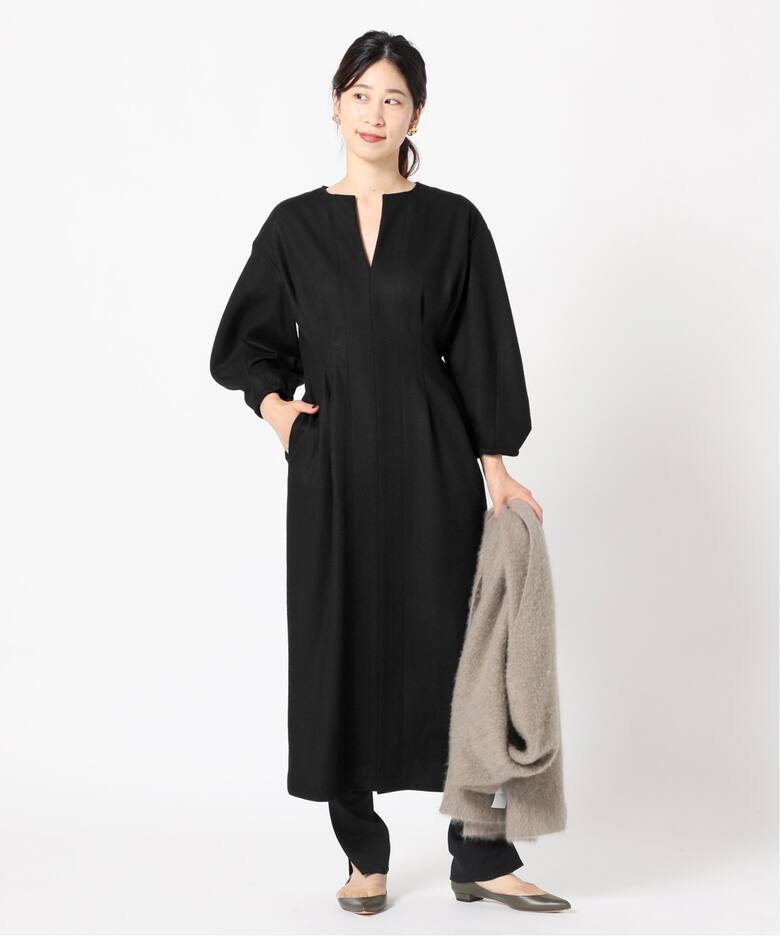 ウール圧縮スムース ウエストシェイプワンピ―ス◇（ワンピース  