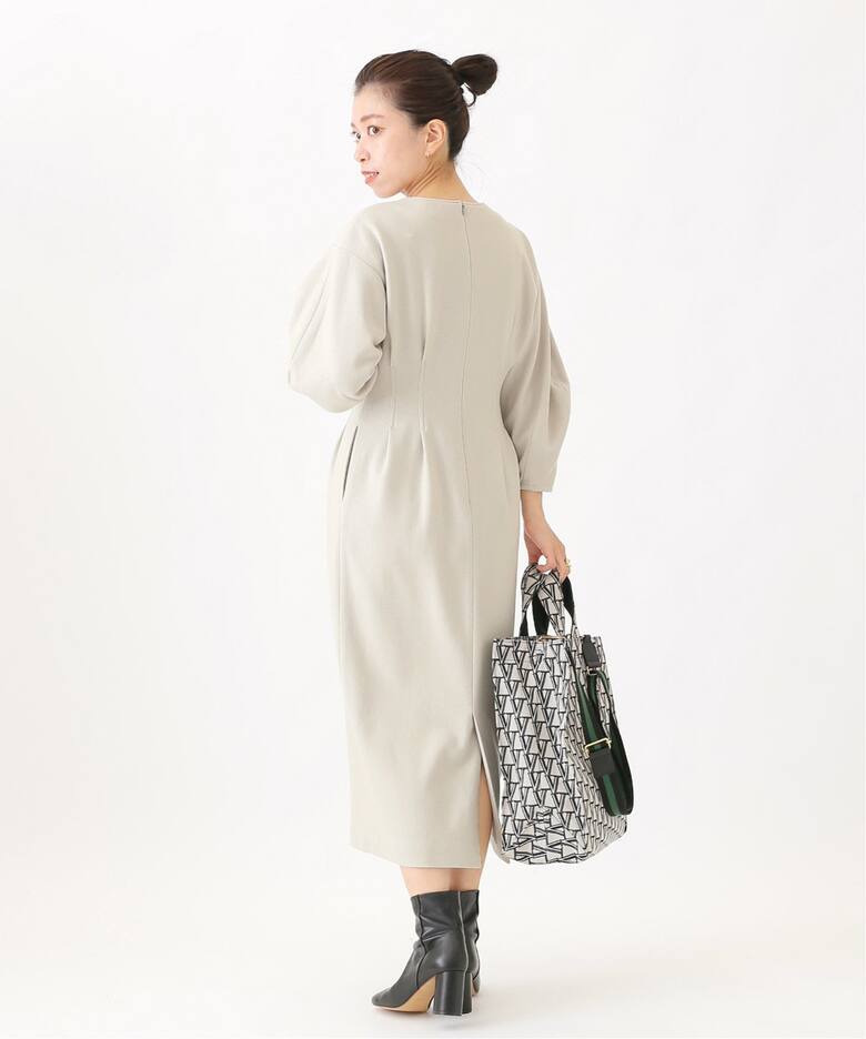 ウール圧縮スムース ウエストシェイプワンピ―ス◇（ワンピース  