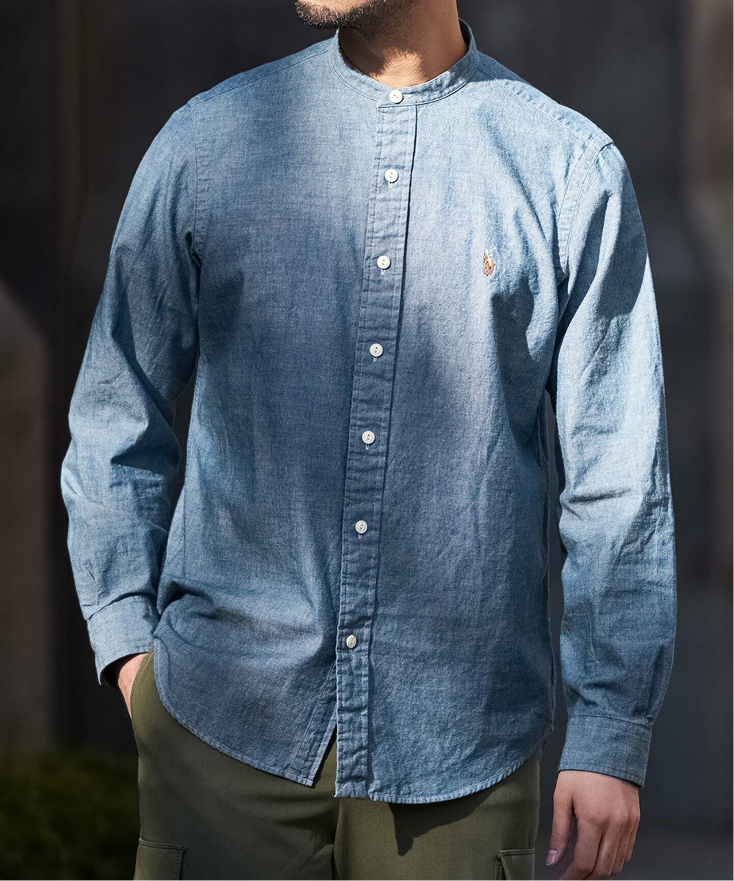 POLO RALPH LAUREN】限定 バンドカラー シャンブレーシャツ|EDIFICE POLO RALPH LAUREN】限定 バンドカラー シャンブレーシャツ|EDIFICE