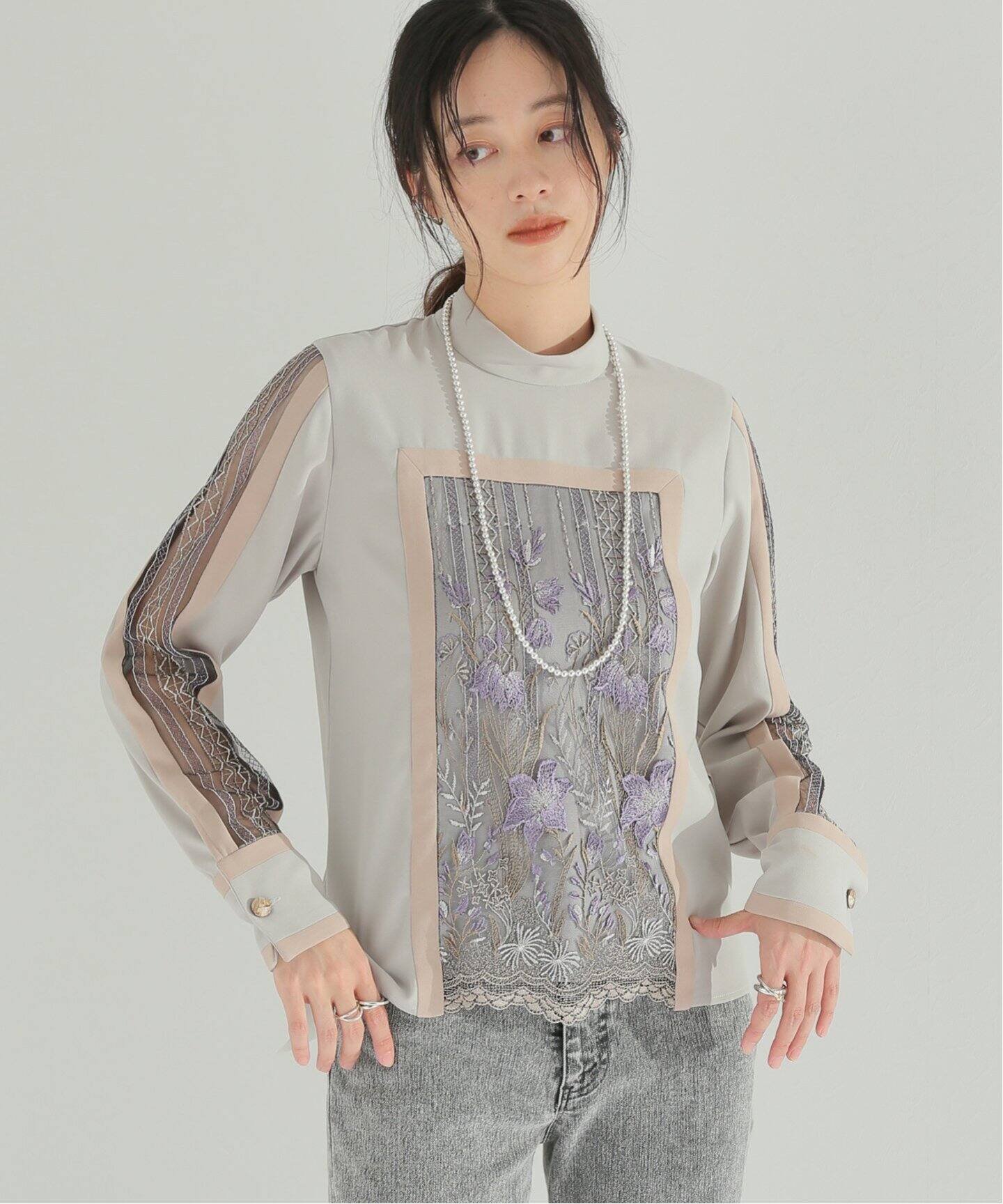 MURRAL/ミュラル】Framed flower top：ブラウス（シャツ／ブラウス  