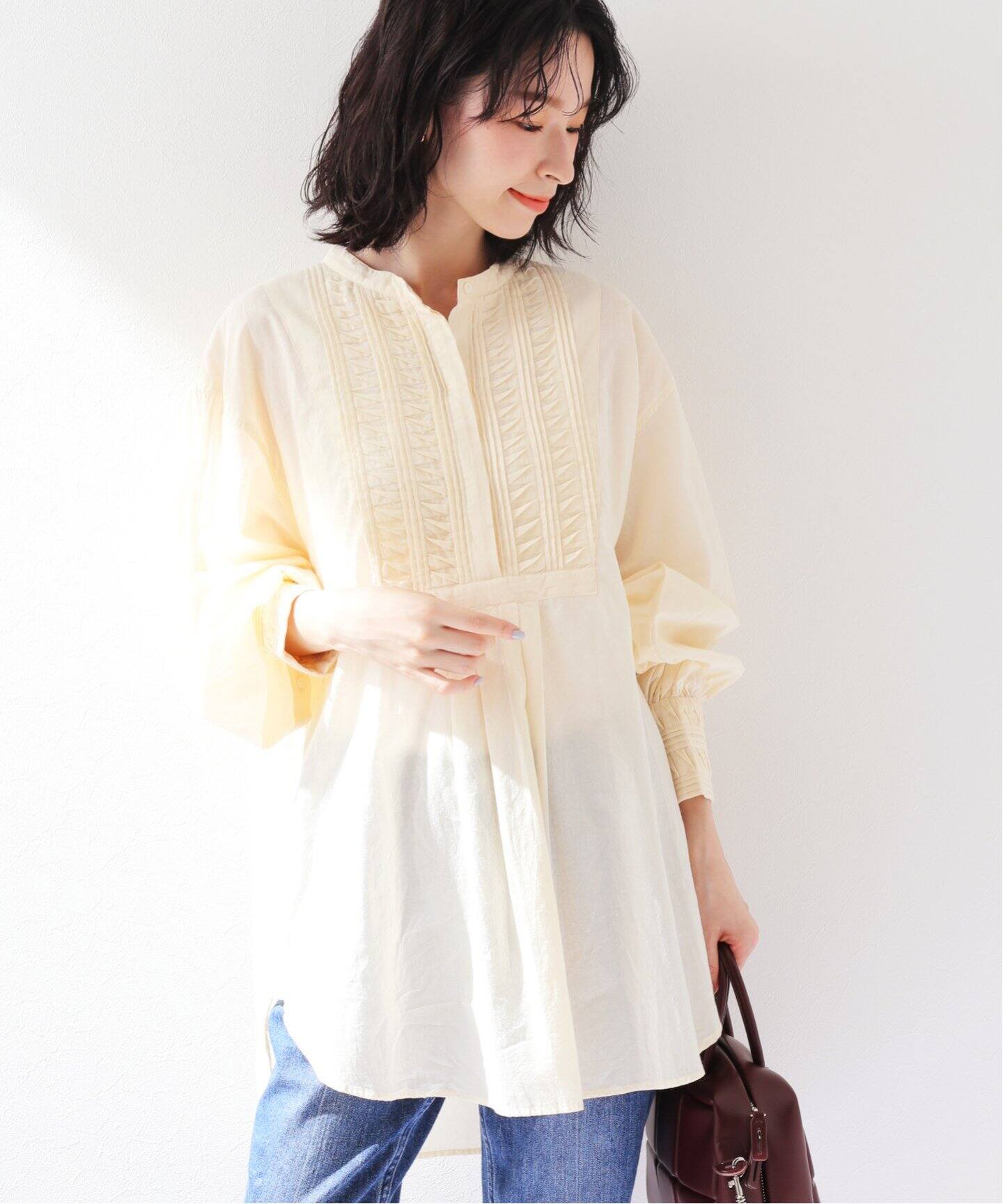 SARA MALLIKA/サラマリカ】コットンタックブラウス（シャツ／ブラウス  