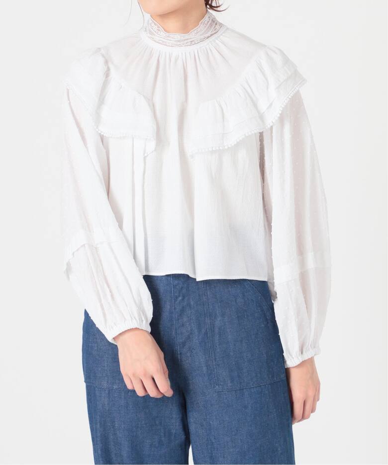 IENA LA BOUCLE ドビードットレースブラウス◇（シャツ／ブラウス  