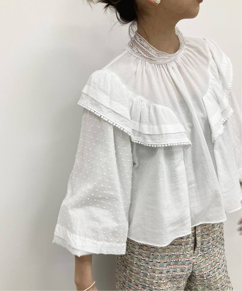 IENA LA BOUCLE ドビードットレースブラウス◇（シャツ／ブラウス 
