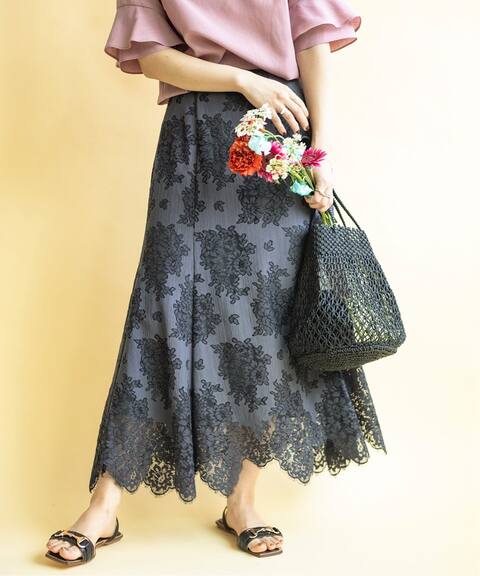 パネルレースフレアスカート La Totalite ラ トータリテ 公式のファッション通販 Baycrew S Store