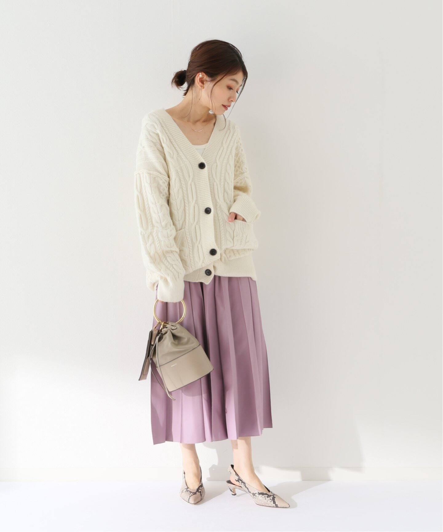 フェイクレザープリーツスカート◇（ロング・マキシ丈スカート  