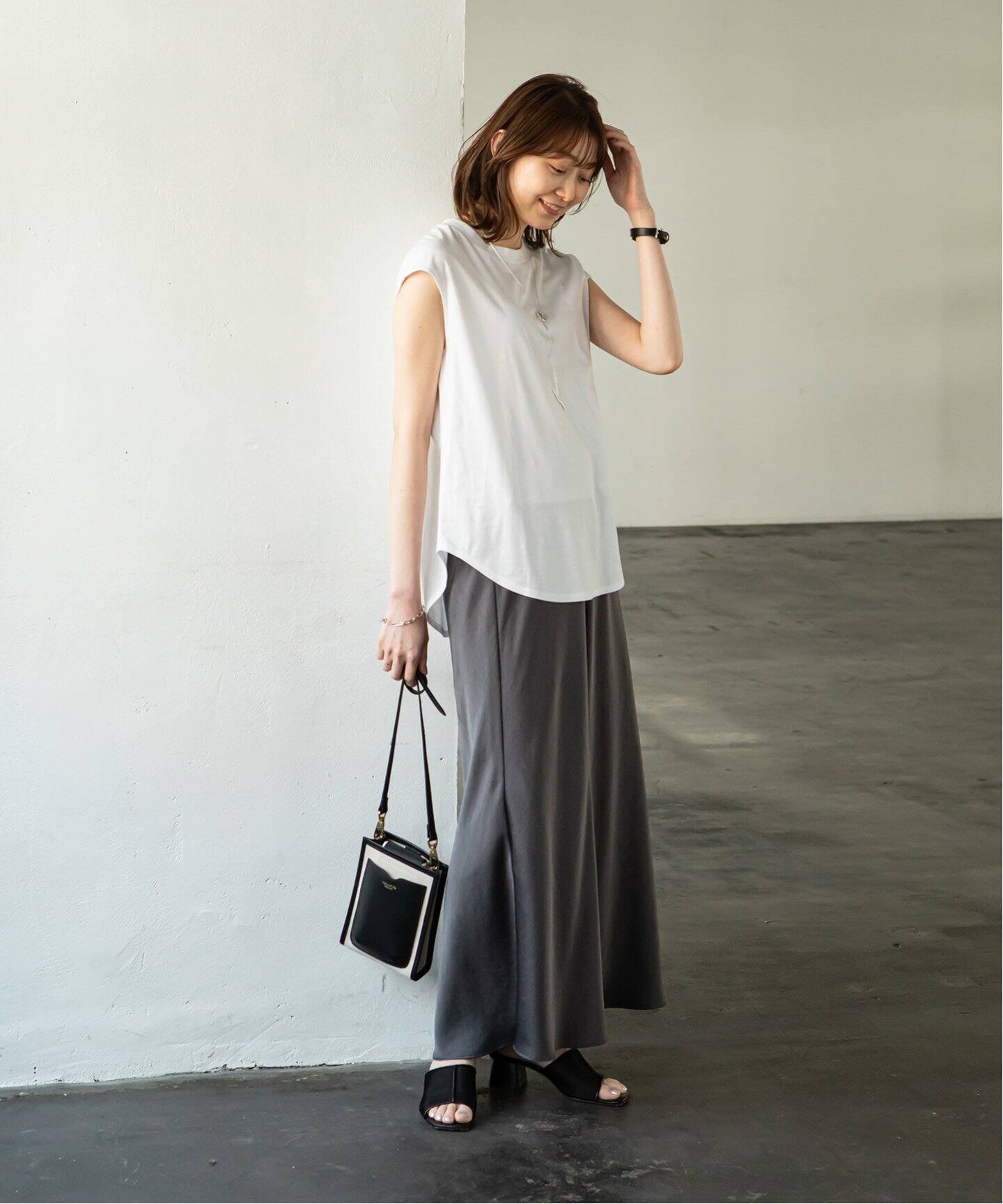 激安オンラインショップ ノーブル ナローAラインサテンスカート ロング ...