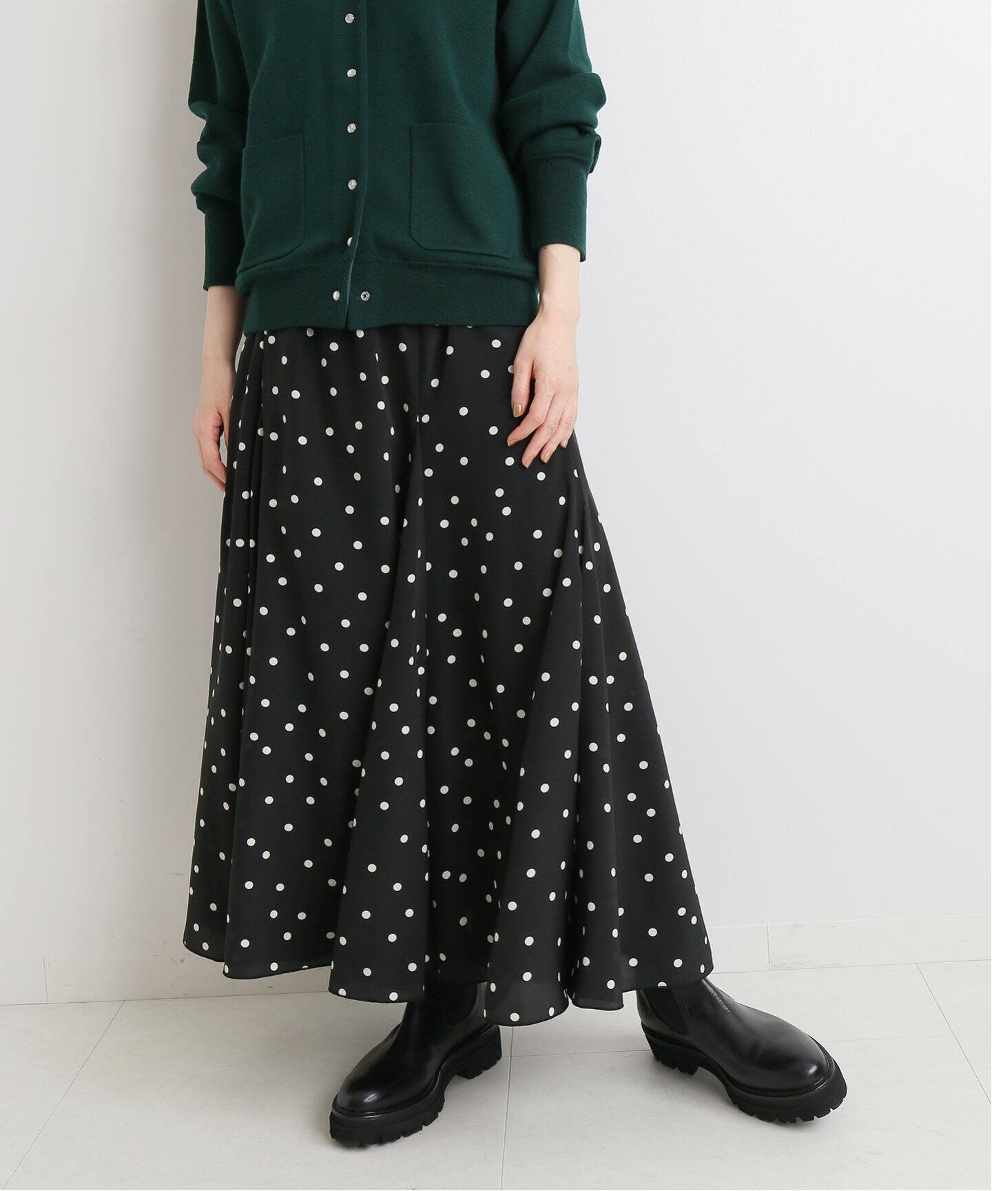 ドットパネルフレアスカート◇（ロング・マキシ丈スカート）｜IENA  