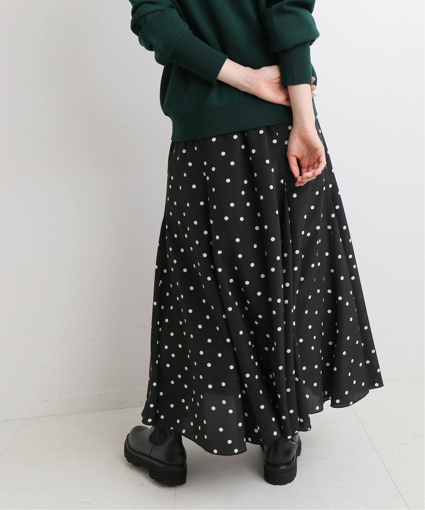 ドットパネルフレアスカート◇（ロング・マキシ丈スカート）｜IENA  