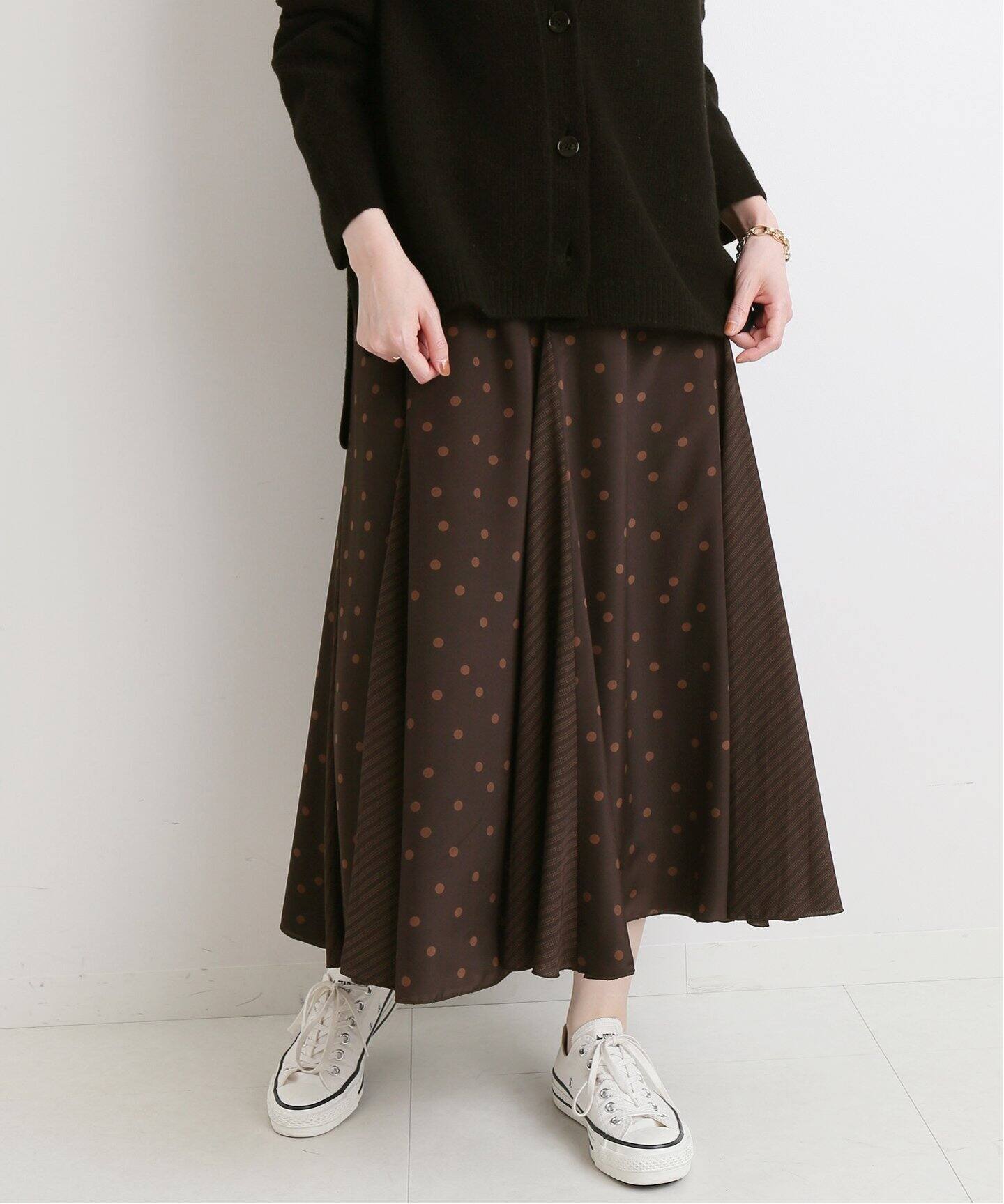 ドットパネルフレアスカート◇（ロング・マキシ丈スカート）｜IENA  