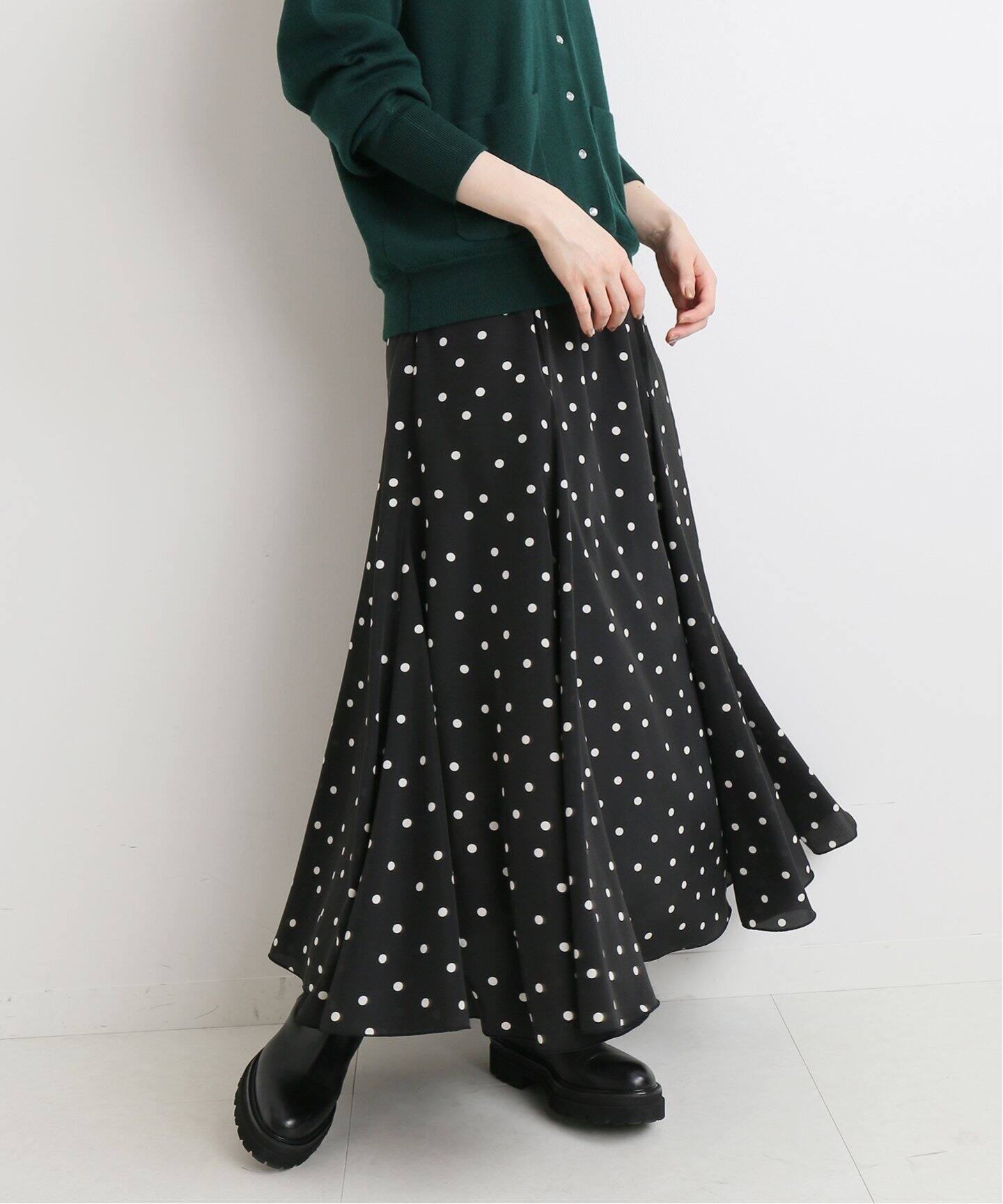 ドットパネルフレアスカート◇（ロング・マキシ丈スカート）｜IENA  