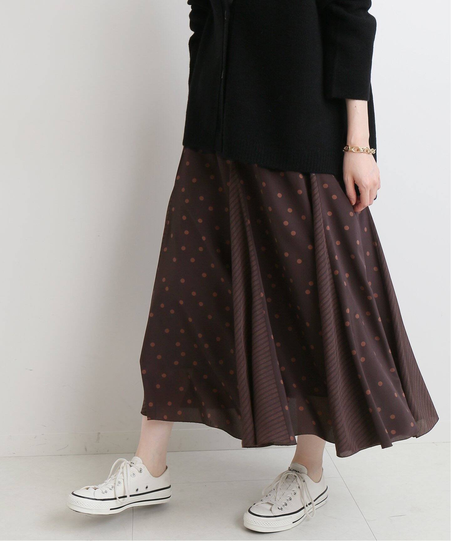 ドットパネルフレアスカート◇（ロング・マキシ丈スカート）｜IENA  