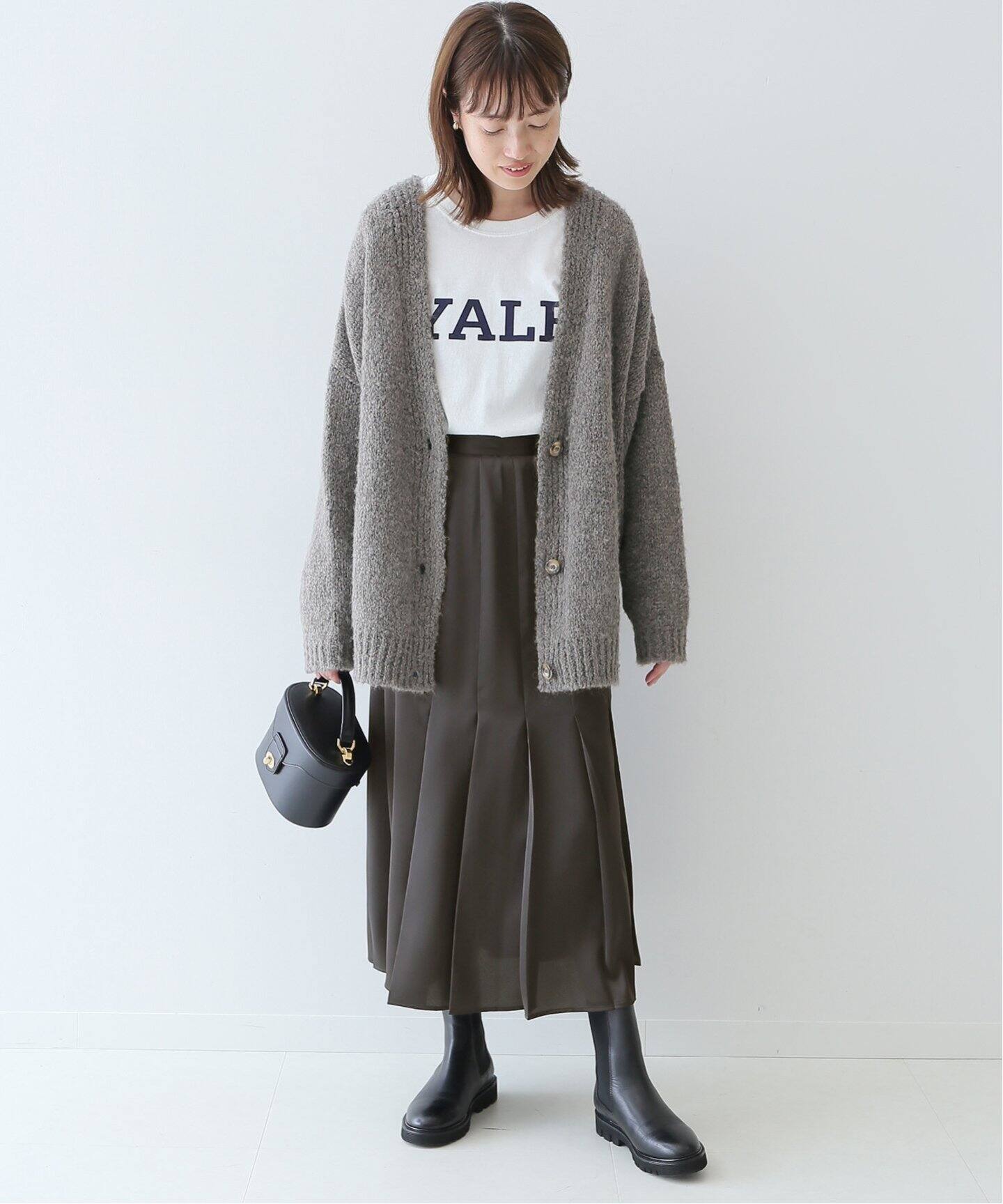 Cafissiサテンタックプリーツスカート◇（ロング・マキシ丈スカート  