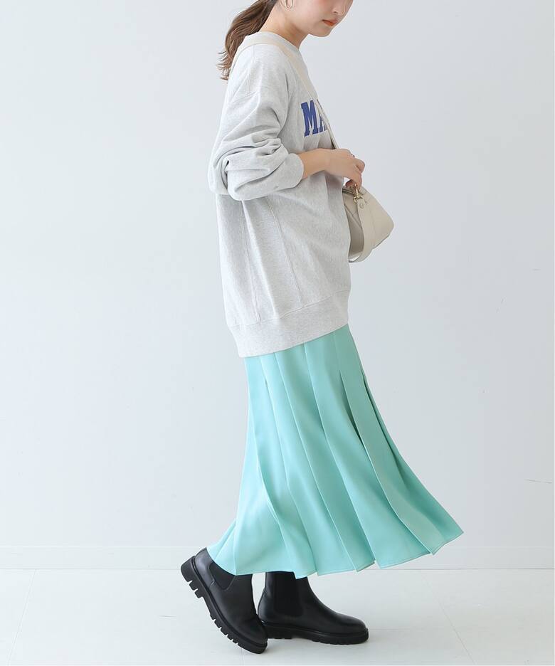 Cafissiサテンタックプリーツスカート◇（ロング・マキシ丈スカート  