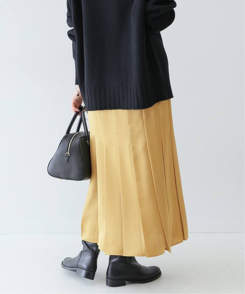 Cafissiサテンタックプリーツスカート◇（ロング・マキシ丈スカート  