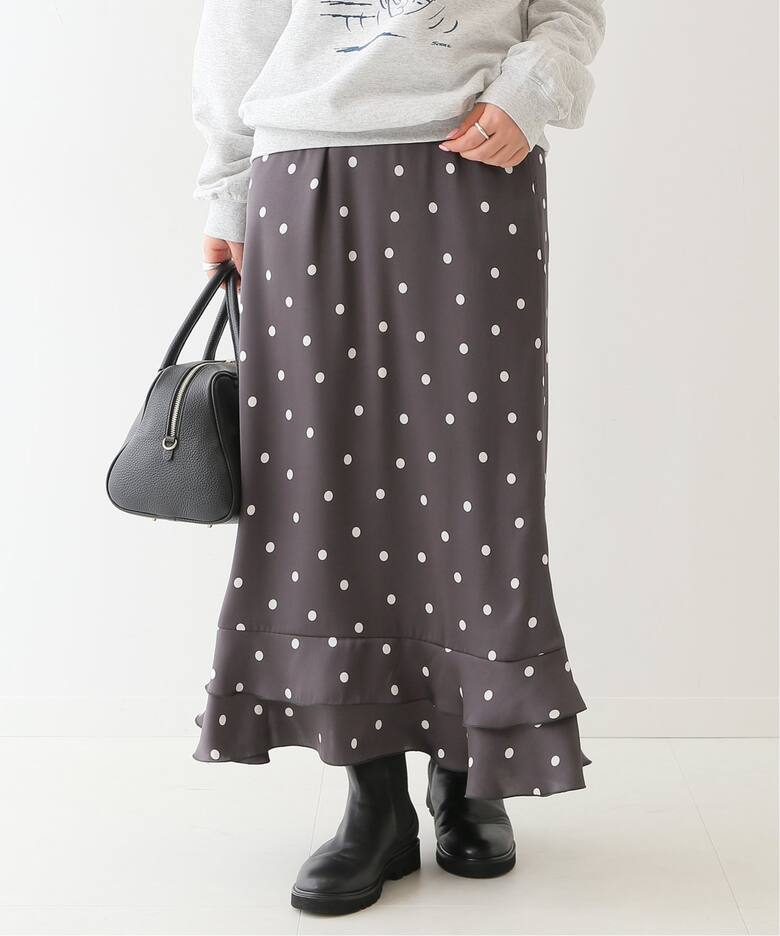 ドットプリントフリルスカート◇（ロング・マキシ丈スカート）｜SLOBE  