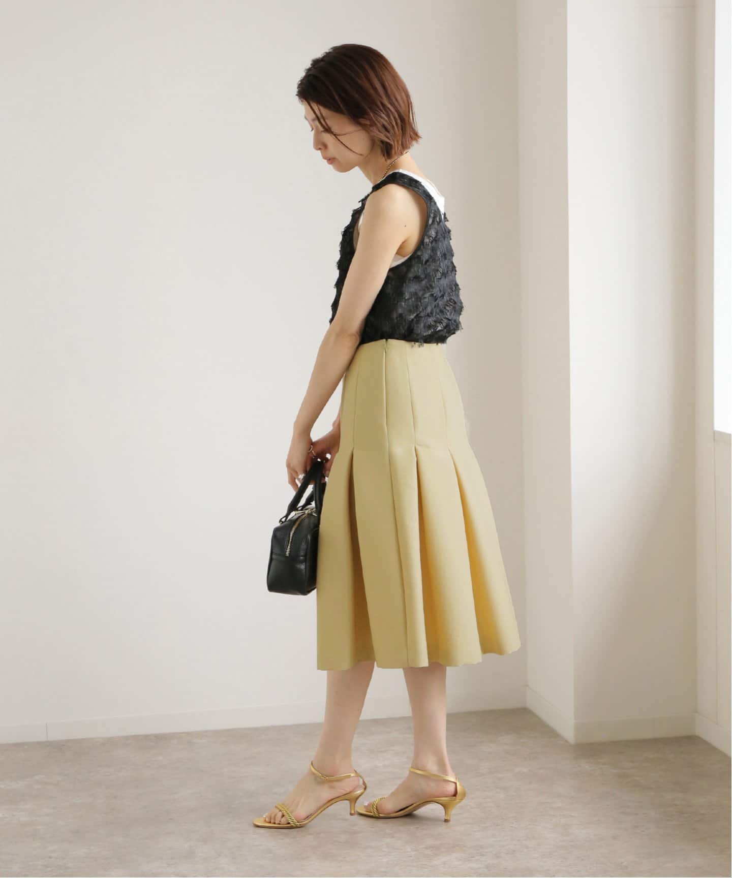 VERMEIL par iena タッサーフラワープリントタックスカート 40 VERMEIL par iena（ヴェルメイユパーイエナ）の「フラワー