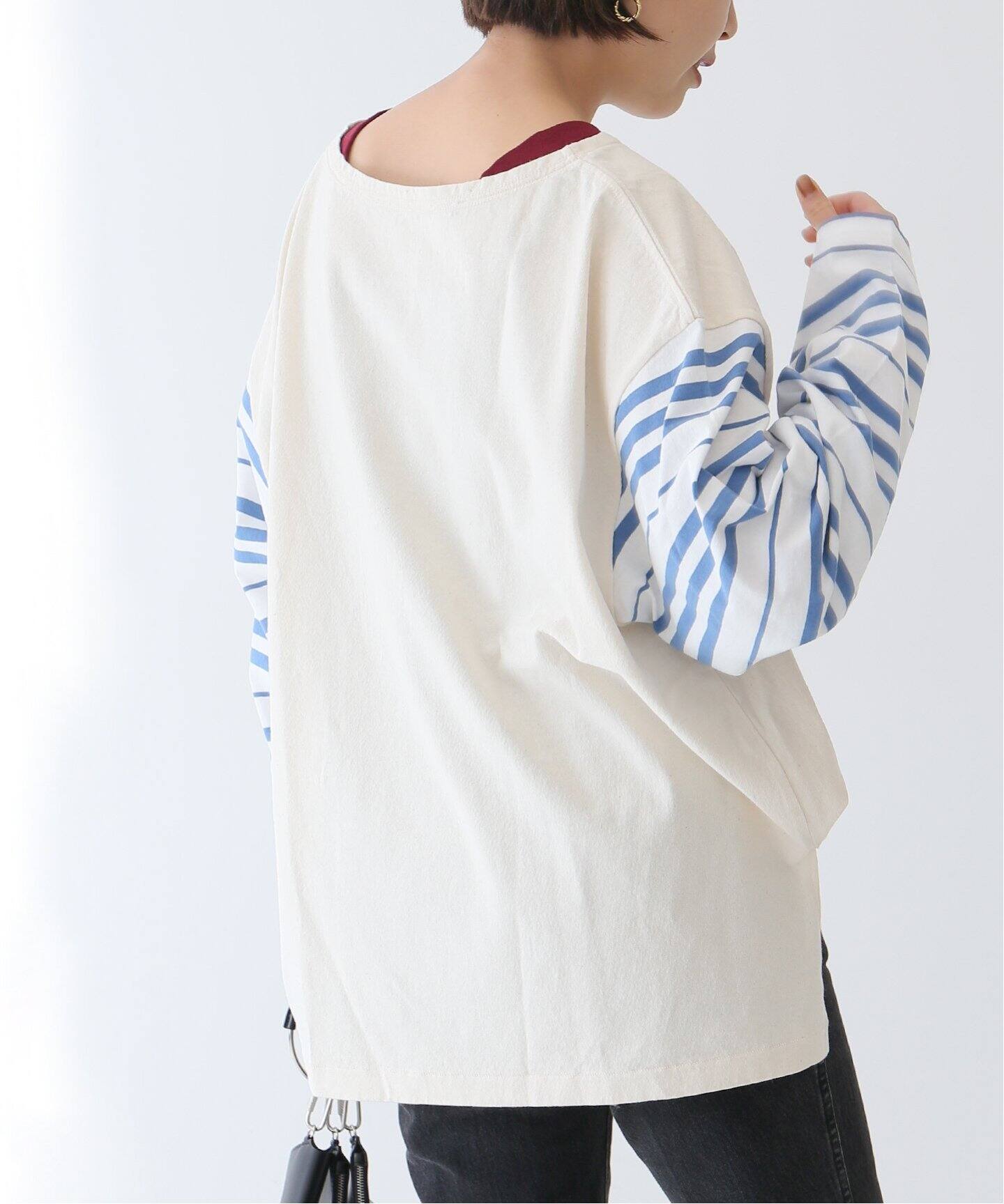 Spick&amp;Span Sophie Skate パイピングカラーボーダー Spick&Span購入 Sophie Skate パイピングカラーボーダー ロンT