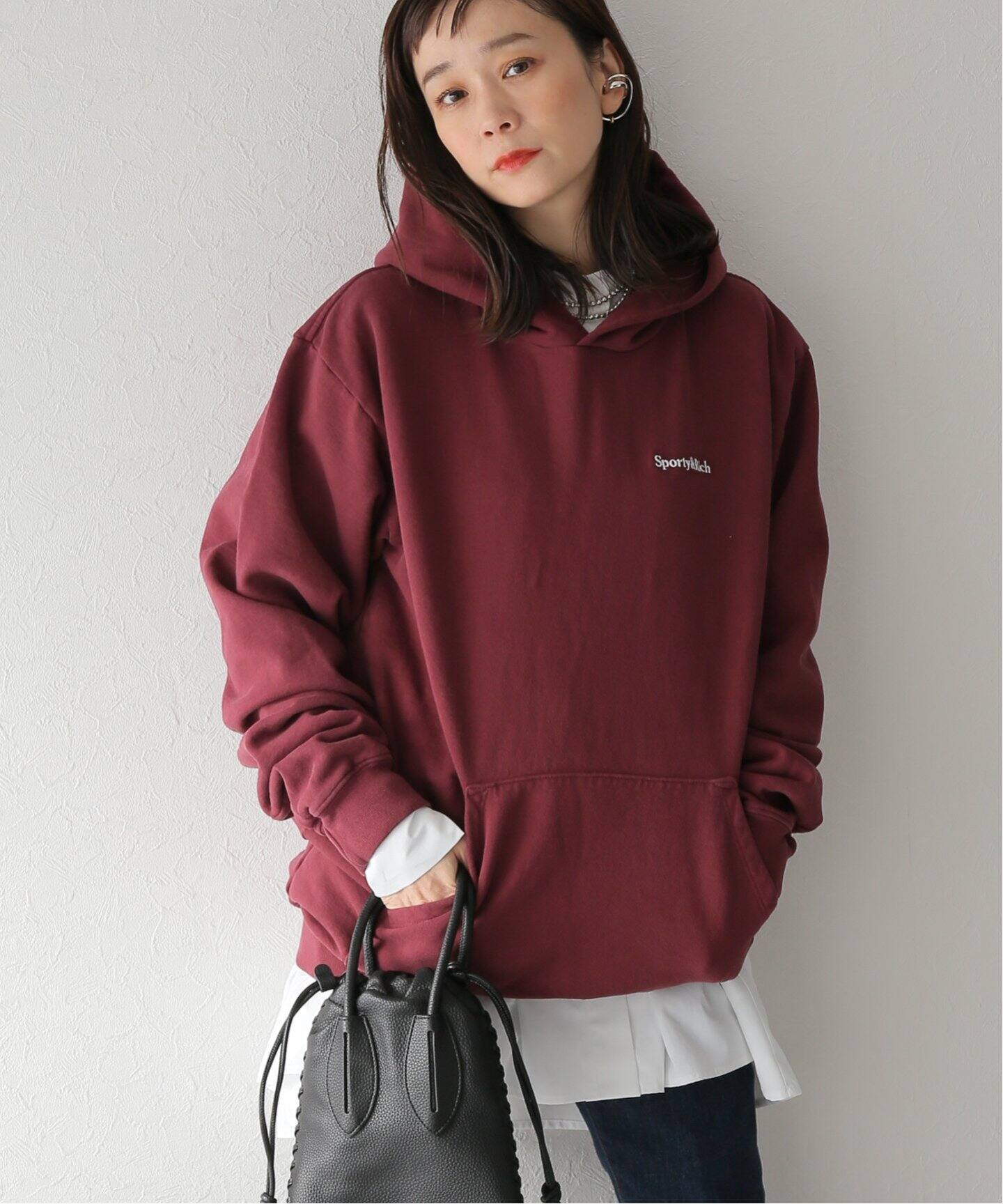 SPORTY&RICH SERIF LOGO HOODIE パーカー 