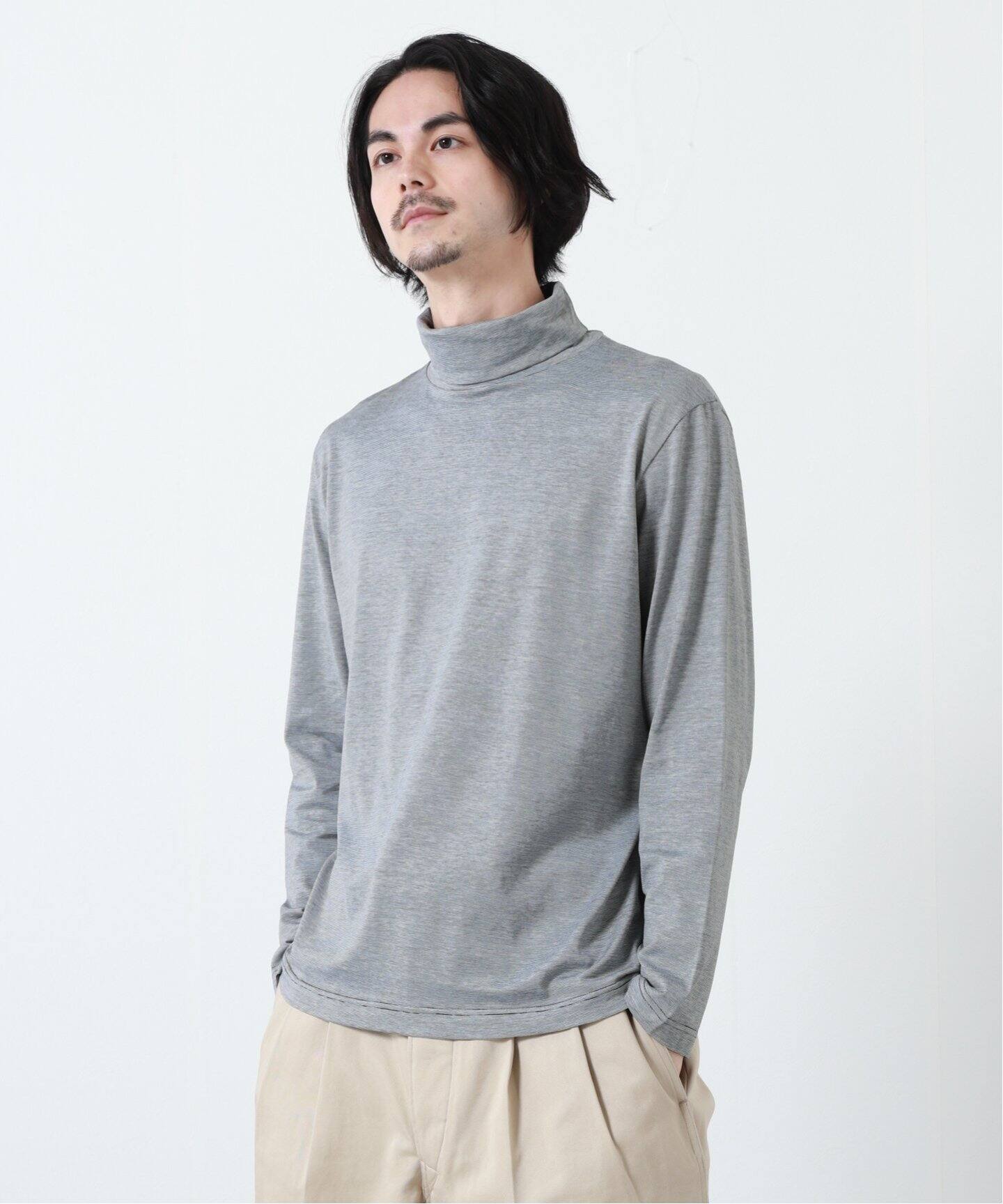 SUNSPEL / サンスペル】 LONG SLEEVE ROLL NECK-STRIPE（Tシャツ 