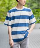 ワイドピッチ ボーダー クルーネック Tシャツ