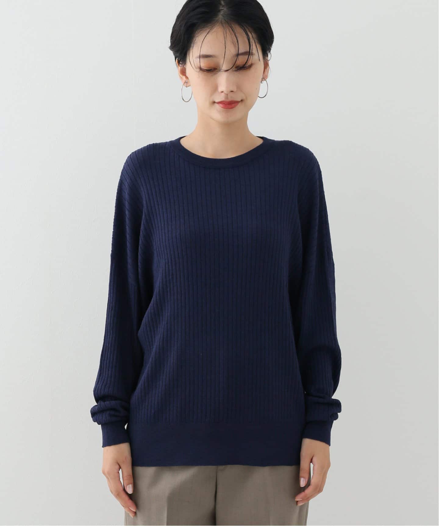 IENA リブ編み グレー 長袖ニット