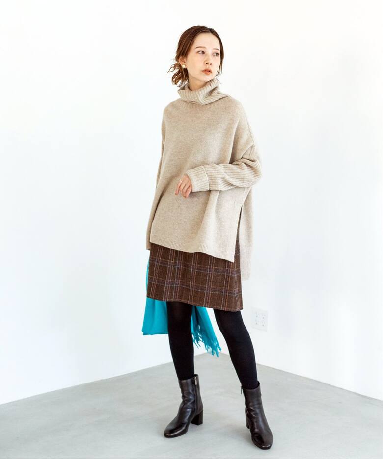 ウールカシミヤ脇スリットタートルネックプルオーバー◇（ニット  