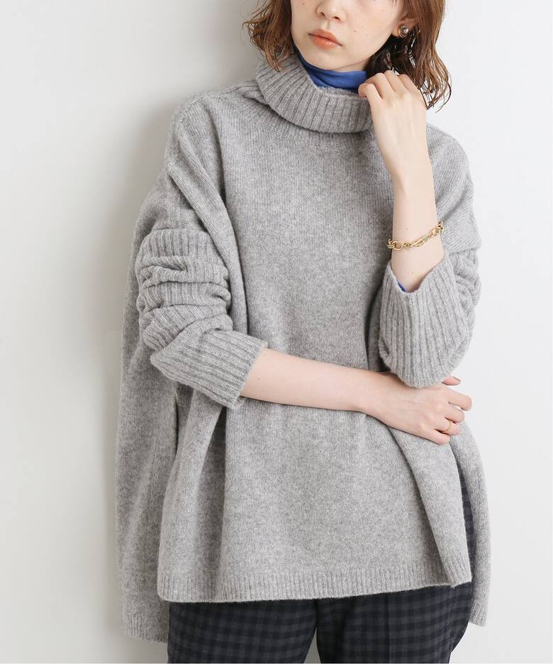 ウールカシミヤ脇スリットタートルネックプルオーバー◇（ニット  