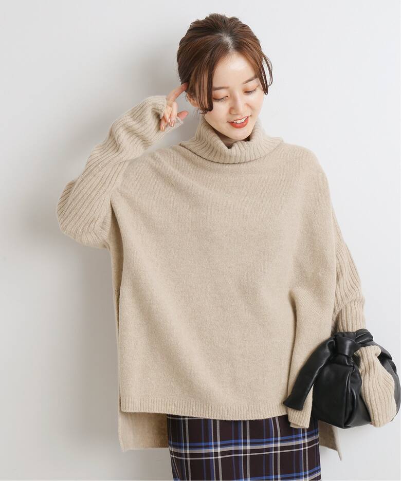 ウールカシミヤ脇スリットタートルネックプルオーバー◇（ニット  