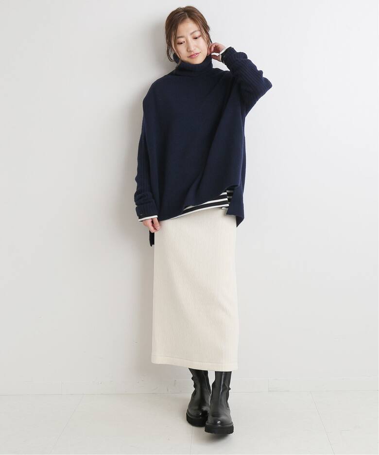 ウールカシミヤ脇スリットタートルネックプルオーバー◇（ニット  