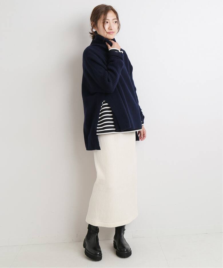 ウールカシミヤ脇スリットタートルネックプルオーバー◇（ニット  