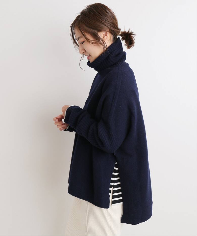 ウールカシミヤ脇スリットタートルネックプルオーバー◇（ニット  