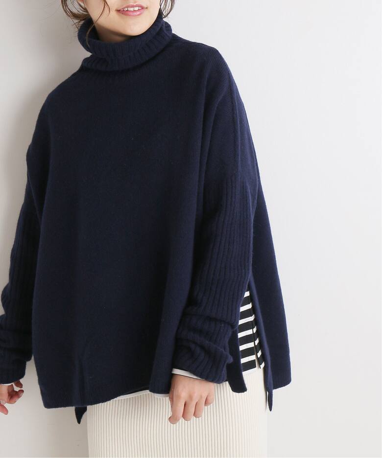 ウールカシミヤ脇スリットタートルネックプルオーバー◇（ニット  