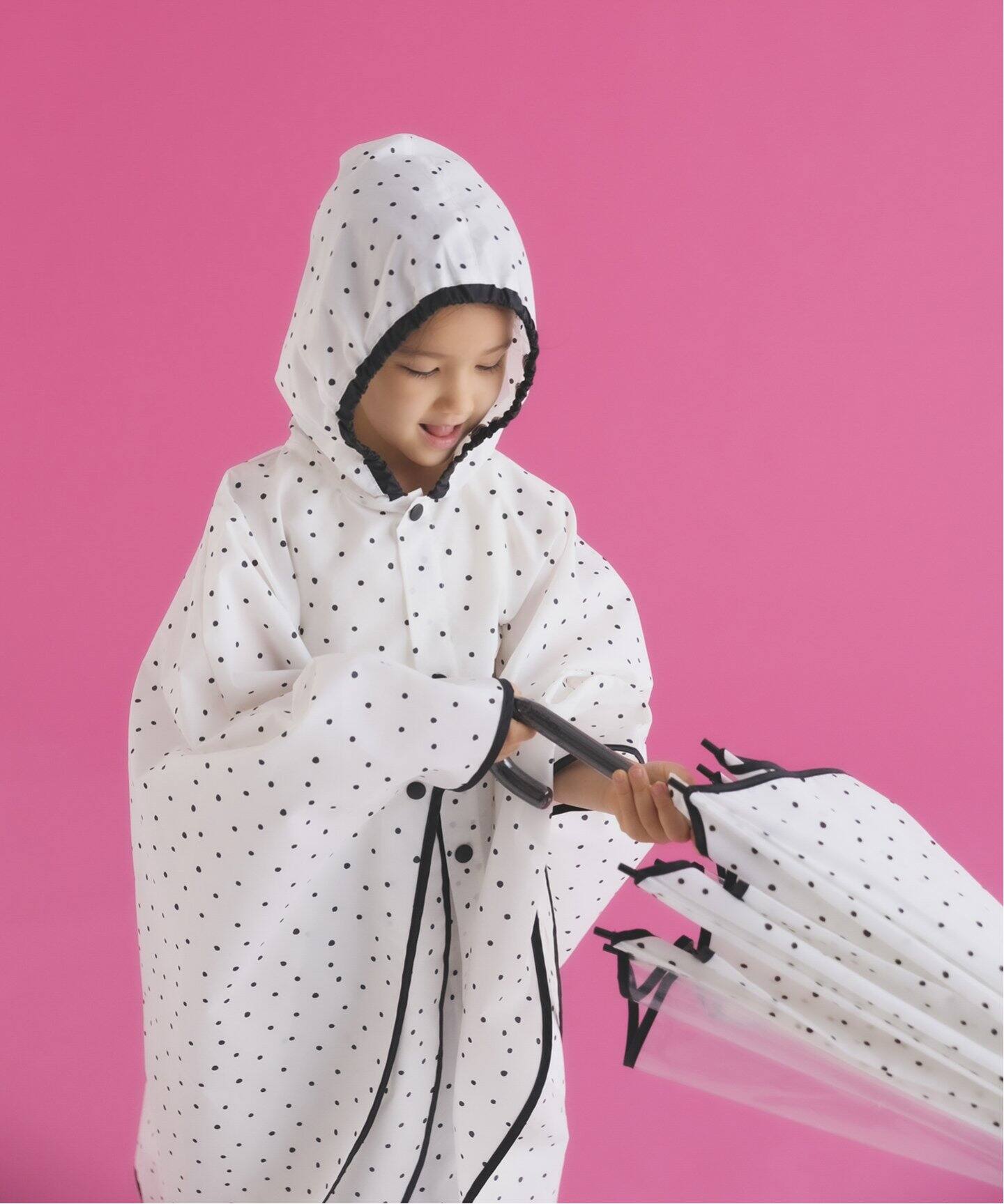 SWANMIMI/スワンミミ】別注 DOTレインポンチョ kids(130-140 
