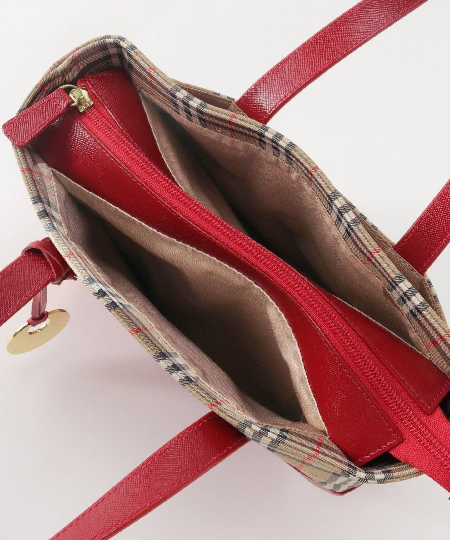 BURBERRY / バーバリー】ノバチェックバッグ / レッド（ハンドバッグ 